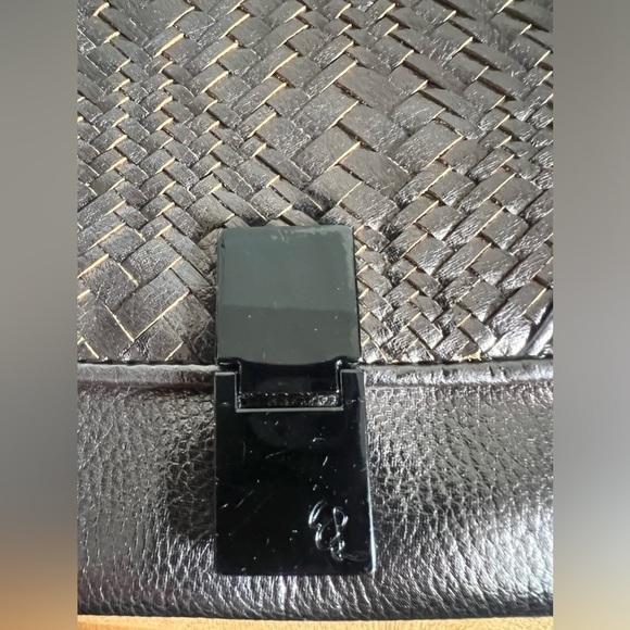 Elliott Lucca Bronze Metallic Woven Leather Convertible Clutch with Strap - Picture 4 of 12